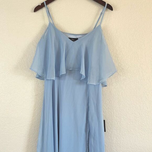 NWT Lulus Forever Enchanting Light Blue Dress with Slit, Size Medium - Picture 3 of 8